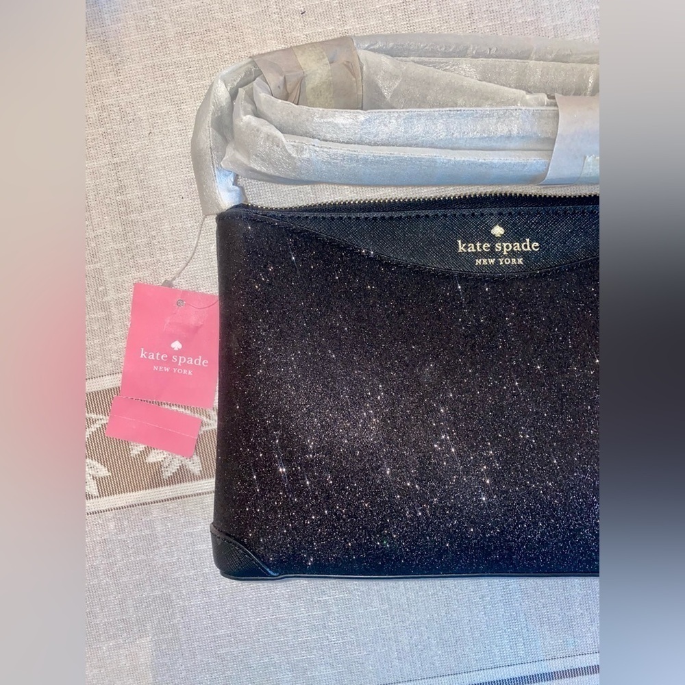 Kate Spade Black Glitter Clutch - Picture 2 of 5